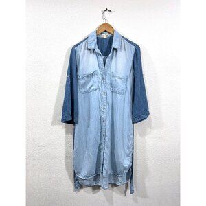 Anthropologie Cloth & Stone Chambray Two Tone Denim Shirt Dress Medium